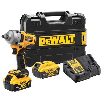 DeWalt DCF891P2T-GB 18V XR BL 1/2" Drive Hog-Ring Compact 1084Nm Impact Wrench with 2x 5.0Ah Batteries